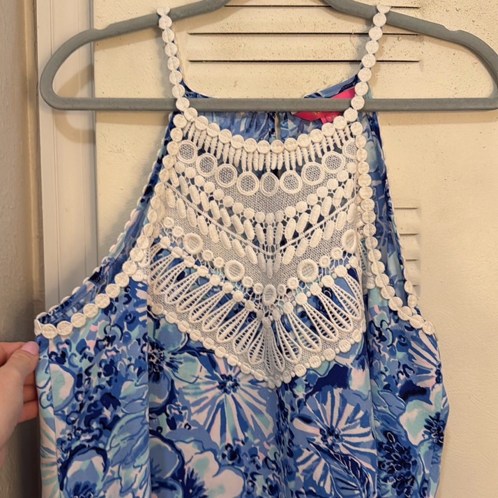 Lilly Pulitzer Pearl Shift Dress Coastal Blue Catch And Keep Size 14